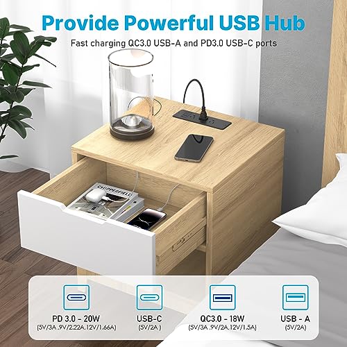 CCCEI 6 Outlets Dual Side Recessed Power Strip with USB C Ports, Furniture Flush Mount, Under Desk, Desk Top Multiple Outlets, Hidden Charging Station for Conference Table, Nightstand, Black. 6FT.