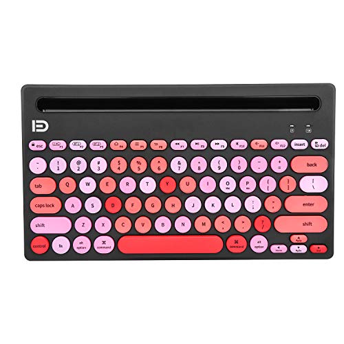 HUO JI Wireless Keyboard Multi-Device, Bluetooth and 2.4G Dual Mode for iPad, Switch to 3 Devices for Cellphone, Tablet, PC, Smart TV, iOS Android Windows, Black Pink
