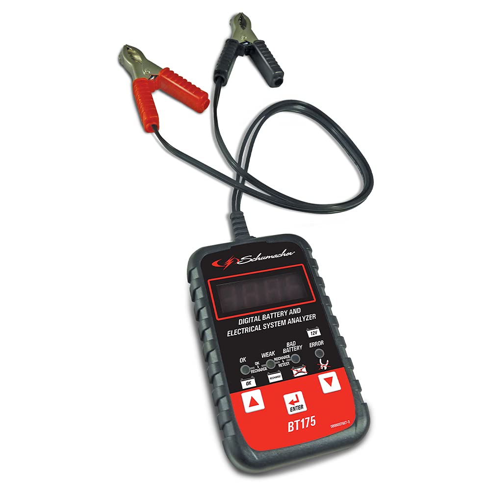 Schumacher Electric Digital Battery Tester, BT175, 3-in-1, 12 Volt, for Use with Motorcycle, ATV, Marine, Car, SUV, Truck, RV, and Classic Car Batteries