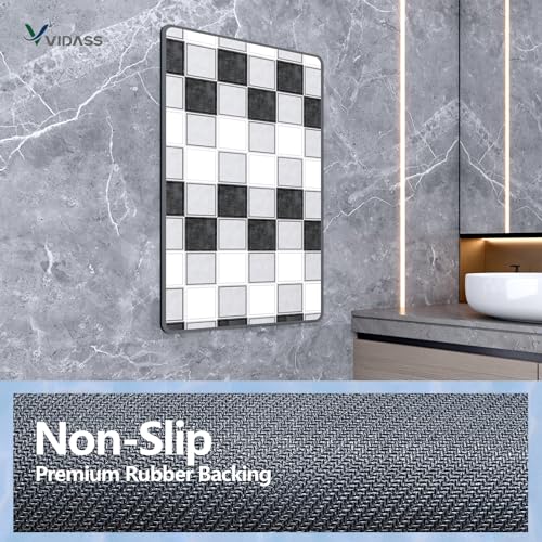 Vidass Non-Slip Rubber Area Rug, Thin Living Room Rug, Entrance Mat Carpet for Kitchen Laundry Bathroom Bedroom, Easy Clean Washable Area Rugs for High Traffic Areas, 3 X 5 Feet, Black White