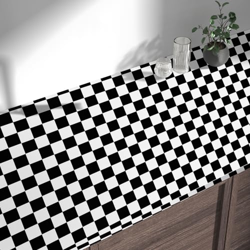 Amiya Black and White Wallpaper Peel and Stick Houndstooth Modern Contact Paper 17.3" x 80" Self Adhesive Removable Vinyl Wallpaper for Cabinets Bedroom Living Room Bathroom