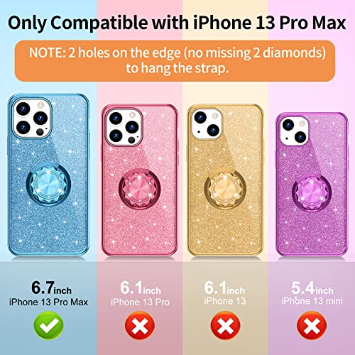 OCYCLONE Compatible with iPhone 13 Pro Case, Glitter Diamond Cover with Ring Stand Cute Protective Phone Case for Women Girls Compatible with iPhone 13 Pro 6.1 inch 2021 - Fluorescent Green