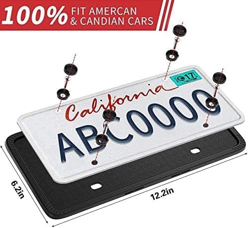 XCLPF Silicone Black License Plate Frame Covers 1 Pack- Front and Back Car Plate Bracket Holders. Rust-Proof, Rattle-Proof, Weather-Proof (Black)