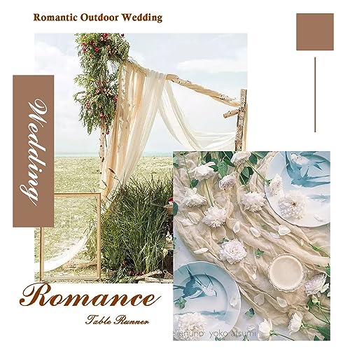 BESBESME 10 Pieces Cheese Cloth Table Runner,Large Gauze Mustard Yellow Table Runner 10ft Cheesecloth Table Cloth for Wedding Party Bridal Shower Boho Table Decor 35x120 Inch