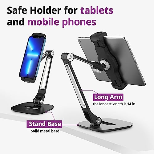 iRing Smart Mount, Tablet Mount & Cell Phone Holder Stand (Long Arm/Stand Base (Black))