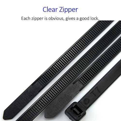 Cable Zip Ties Heavy Duty 8 Inch, Ultra Strong Plastic Wire Ties with 80 Pounds Tensile Strength, 100 Pieces, Nylon Tie Wraps with 0.24 Inch/6mm Width in Black & White, Indoor and Outdoor UV Resistant