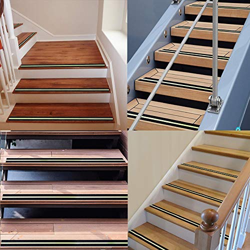 RELIANCER Anti Slip Safety Grip Tape 2inx60ft Non Skid Tread Safety Tape with High Traction Grit Yellow & Black Marking Self-Adhesive Tape Hazard Caution Warning Tape for Stairs Steps Deck