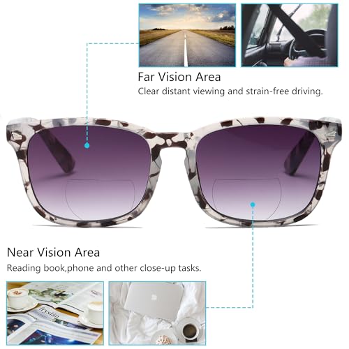 Bifocal Sunglasses For Women Classic Retro Reading Sunglasses 3 Pack UV400 Sun Readers Glasses With Metal Hinge +1.0