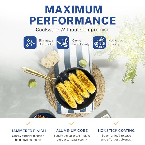 Granitestone 8 Inch Non Stick Frying Pans Nonstick Frying Pan Skillet Nonstick Pan, Non Stick Pan, Induction Pan, Kitchen Pans, Cooking Pan, Ceramic Pan for Cooking, Dishwasher Safe, Navy Blue