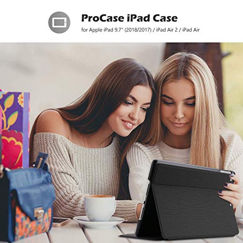 ProCase Smart Cover for iPad 9.7 (2018 & 2017, Old Model) / iPad Air 2 / iPad Air Case, Slim Stand Protective Folio Case for iPad 9.7 Inch 5th/6th Generation, Also Fit iPad Air 2 / iPad Air -Black