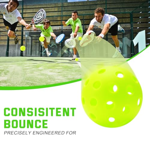 U-pick Pickleball Balls, Outdoor Pickleball Ball 4 Packs/12 Packs, Pickle Balls with Mesh Bag, High Elasticity Balanced Durable, 40 Holes Pickleballs for All Skill Levels, Green