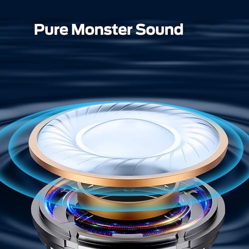 Monster Aria Free Open Ear Headphones Wireless Bluetooth, Air Conduction Headphones Bluetooth 5.3 Sports, ENC Clear Talk with Built-in Mic, 8H Playtime Headset for Running, Cycling, Hiking, Driving