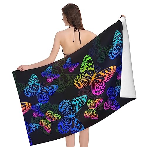 VOOHDDY Butterfly Flying Beach Towel Large Soft Absorbent Microfiber Quick Dry Oversized Bath Towels for Bathroom Women Men Pool Camping Travel Swimming Picnic Sports