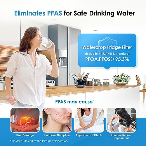 Waterdrop Plus DA29-00020B 𝐍𝐒𝐅 𝟒𝟎𝟏 𝐂𝐞𝐫𝐭𝐢𝐟𝐢𝐞𝐝 Water Filter, Reduce 𝐏𝐅𝐎𝐀/𝐏𝐅𝐎𝐒, Replacement for Samsung® Water Filter HAF-CIN, HDX FMS-2, RF28HMEDBSR, 1 Filter (Package May Vary)