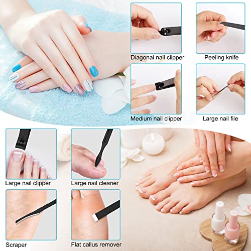Nail Clippers Sets High Precisio Stainless Steel Nail Cutter Pedicure Kit Nail File Sharp Nail Scissors and Clipper Manicure Pedicure Kit Fingernails & Toenails with Portable cas