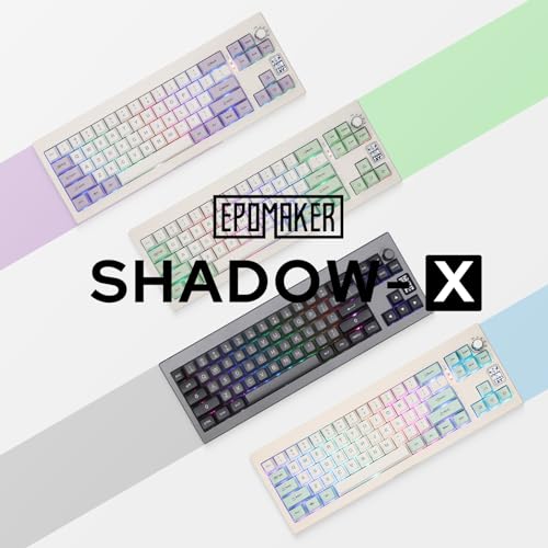 EPOMAKER Shadow-X Gasket Mechanical Keyboard with Screen, Hot Swappable 3 Modes (2.4ghz/Bluetooth/USB-C Wired) Wireless Gaming Keyboard, Poron Foam, Silicon Pad (White Blue, Wisteria Linear Switch)