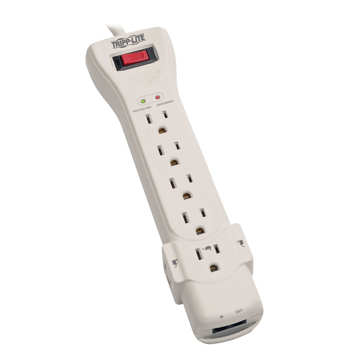 Tripp Lite 7 Outlet Surge Protector Power Strip, 15ft. Extra Long Cord, Right Angle Plug, Fax/Modem Protection, RJ11, $75K Insurance & Manufacturer's Warranty (SUPER7TEL15)