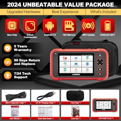 LAUNCH CRP129E Plus OBD2 Scanner, All System Diagnostic Scan Tool, Lifetime Free Update, 8 Reset Oil/TPMS/EPB/SAS/BMS/Throttle Reset, Injector Coding, FCA AutoAuth,Auto VIN, Battery Test for 85+Brand