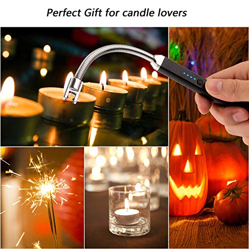 MEIRUBY 2 Pack Lighter Electric Candle Lighter Birthday Gifts for Women Mom Wife Men, Long Electronic Rechargeable USB Lighter Arc Windproof Flameless Lighters for Candle Camping BBQ