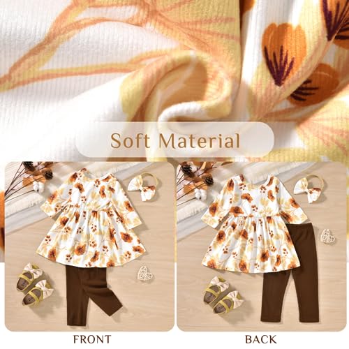 Aalizzwell 2T - 3T Little Toddler Girls Winter Clothes Daisy Ruffle Tunic Pants Outfit Set Fall Autumn Spring Clothing