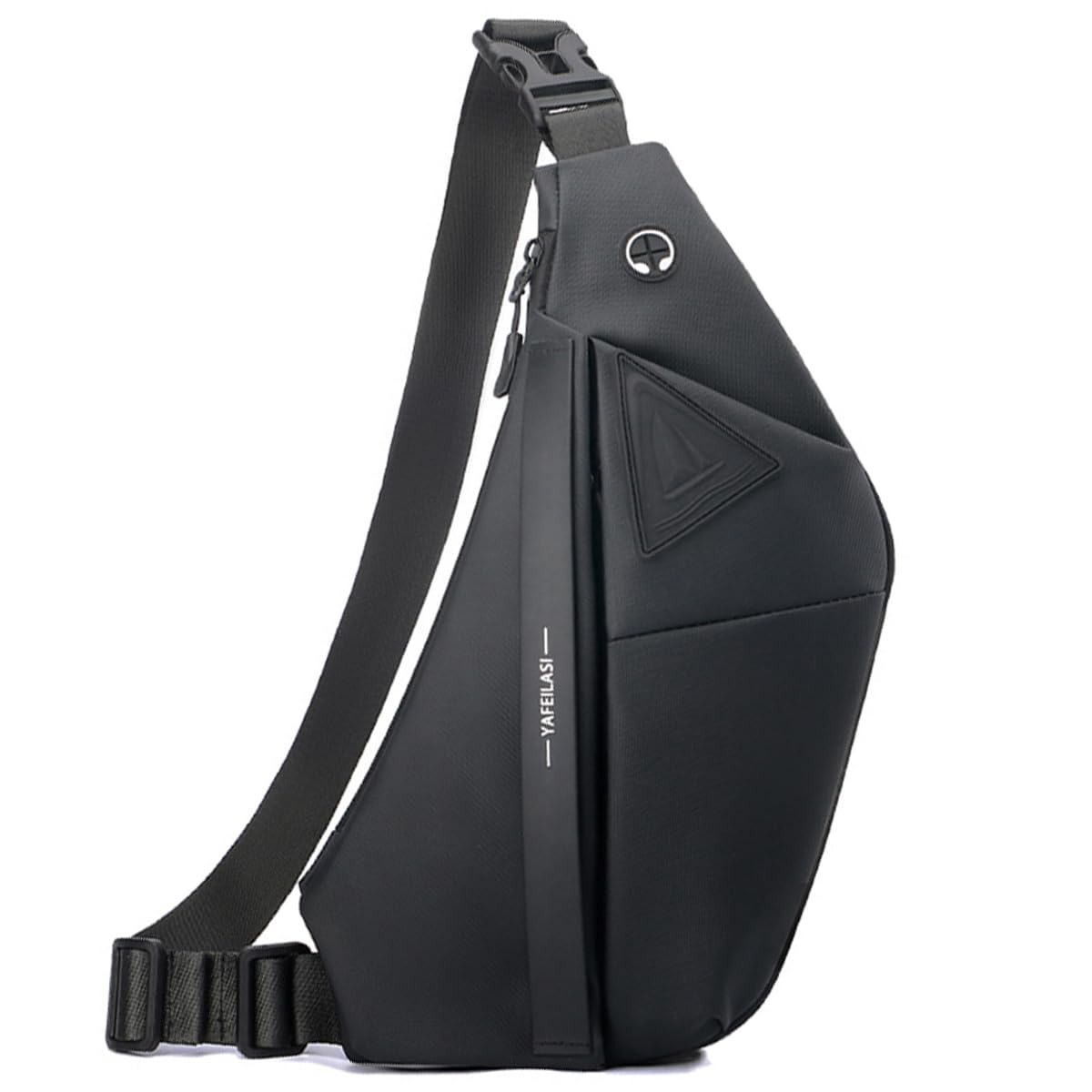 Slim Sling Bag, Anti-Theft Crossbody Chest Shoulder Backpack Water Resistant Personal Pocket Bag for Hiking Travel (Black- Left Hand)
