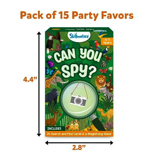 Skillmatics Party Favors (Pack of 15) - Can You Spy Animals Cards Set, Goodie Bag for Kids, Play Search & Find Educational Games, Gifts for Girls, Boys Ages 4, 5, 6, 7