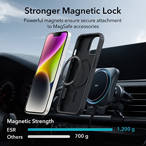 ESR for iPhone 15 Pro Case with MagSafe, Supports Magnetic Charging, Slim Liquid Silicone Case, Shock Absorbing, Screen and Camera Protection, Cloud Series, Black