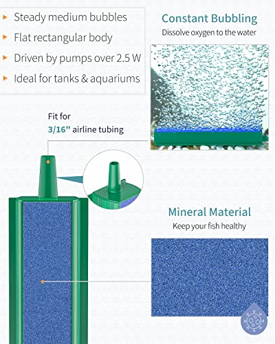 Pawfly Aquarium Air Stone Bar Bubbler 4 Inch, Fish Tank Bubbler Stone with Plastic Base Square Oxygen Diffuser for Nano Air Pump Small Bucket and Fish Tank, 4 Pack