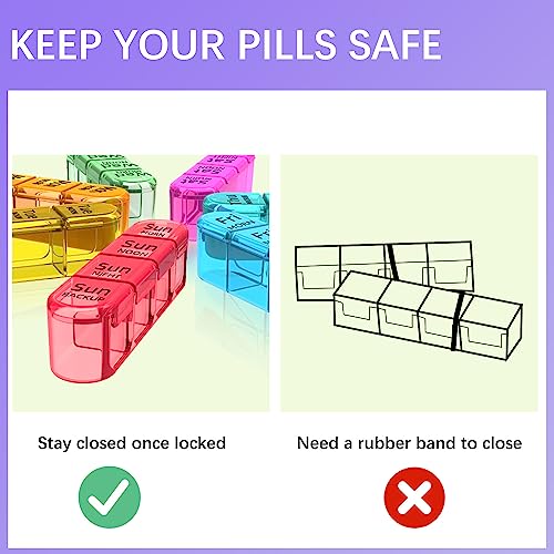 Odaro Weekly Pill Organizer 4 Times a Day, Daily Pill Box 7 Day, Large Travel Pill Case with 28 Compartment to Hold Medicine, Vitamin and Supplement (Color)