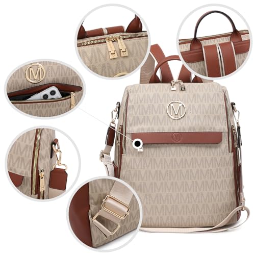 MKP Women Fashion Backpack Purse PU Leather Convertible Medium Ladies Rucksack Travel Shoulder Bags Handbag and Purse 2Pcs