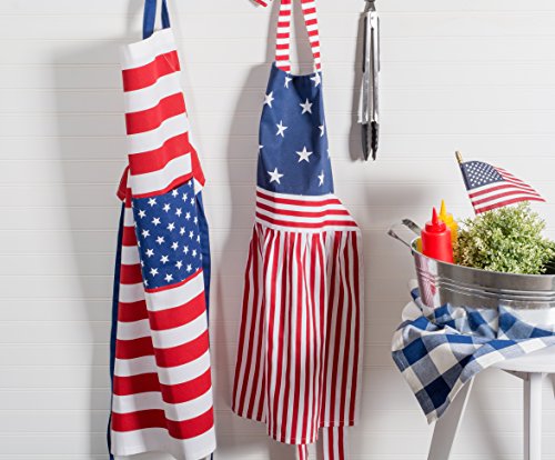 DII Patriotic Kitchen Apron for BBQ Grilling, Cooking or Baking, Red White & Blue