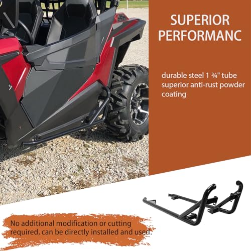 ECOTRIC Black Nerf Bars Rock Sliders Compatible with 2014-2023 Polaris RZR XP 1000/ Turbo/Turbo S, RZR 900/900 XC/S 900/ S 1000 (2 Doors) Left & Right Side Steps - 2 Seater