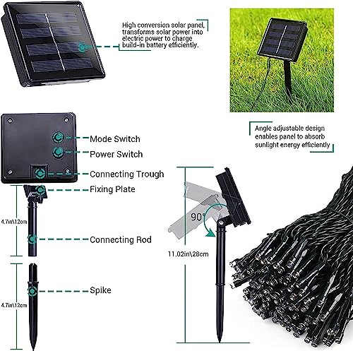 Toodour Solar Halloween Lights, 72ft 200 LED 8 Modes Red Halloween String Lights, Waterproof Solar Lights String for Garden, Patio, Fence, Holiday, Party, Balcony, Outdoor Halloween Decorations