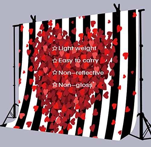 Red Hearts Backdrop for Wedding Anniversary, 9x6FT, Black White Striped Background,Romantic Patry Banner Photo Booth Props HXLU083