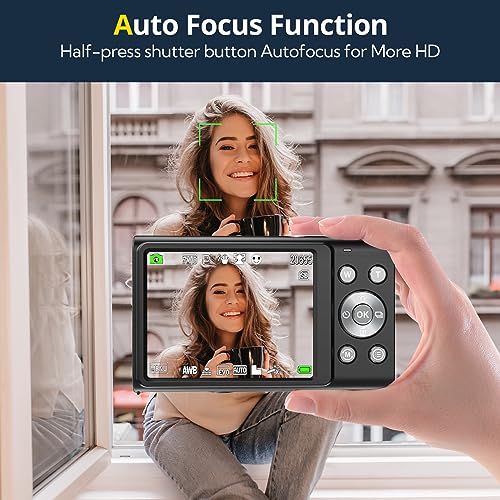 Digital Camera, FHD 4K Autofocus Vlogging Camera 48MP 16X Digital Zoom Digital Camera with 32GB Memory Card YouTube Portable Compact Small Camera for Teens Adult Beginner Kids