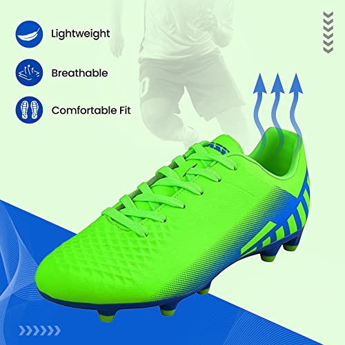 Vizari Santos Firm Ground Soccer Cleats - Durable, Lightweight & Water-Resistant - Adult Soccer Cleats with Adjustable Straps - Womens & Mens Soccer Cleats with Round Studs for Maximum Traction Green