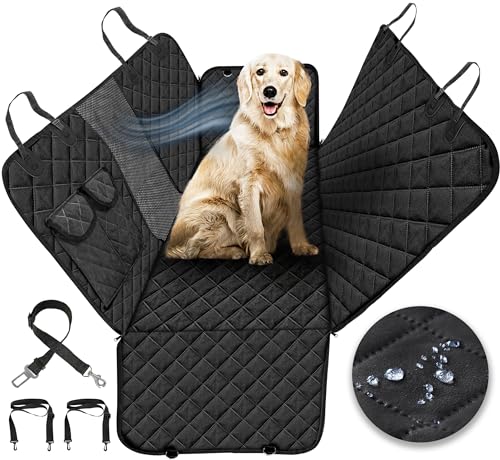 Utopia Home 100% Waterproof Dog Car Seat Cover, Hammock 600D Heavy Duty Non Slip Scratch Proof Durable Back Seat Pet Cover for Cars, Trucks and SUVs (54 W x 58 L Inches, Black)