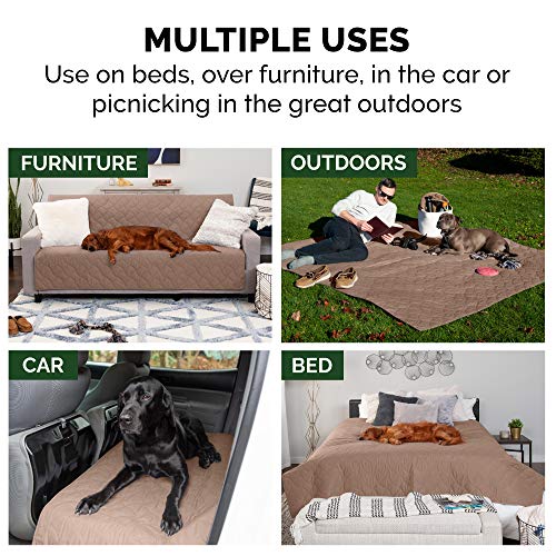 Furhaven Waterproof & Non-Slip King Size Mattress Cover Protector for Dogs & Cats, Washable, For Beds, Couches, & Car Seats - Quilted Twill Blanket Mattress Cover - Brownstone, Jumbo/King Size
