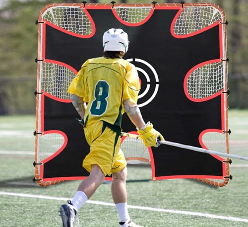 Doubleriver Lacrosse Goal Target Lacrosse Target for Goal 6x6FT Lacrosse Goal Shooting Target with 9-Pocket Practice Accuracy Circle