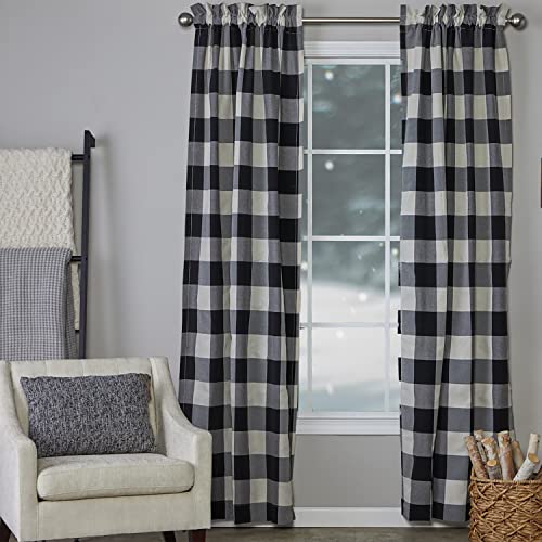 SKL Home Grandin Curtain Panel, 40" x 63", Black/Natural