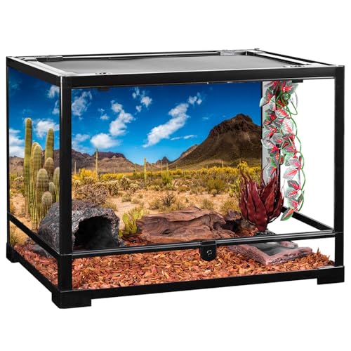 AWERT 72x16 inches Reptile Habitat Background Blue Sky Oasis Cactus Desert Terrarium Background Vinyl