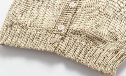 Mud Kingdom Toddler Girl Sweater Knitted Cardigan V-Neck Button Up Ribbed Cuff Hem Outerwear Apricot 3T