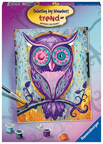 Ravensburger Dreamy Owl Paint by Numbers Kit for Children - Painting Arts and Crafts for Kids Age 12 Years Up, Purple