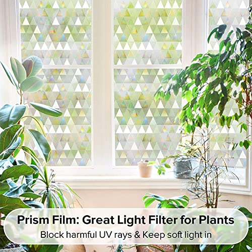 rabbitgoo Window Privacy Film, Stained Glass Rainbow Prism Privacy Window Clings for Glass Window, Static Cling Decorative Door Covering, Non-Adhesive UV Blocking Window Sticker, 17.5 x 78.7 inches