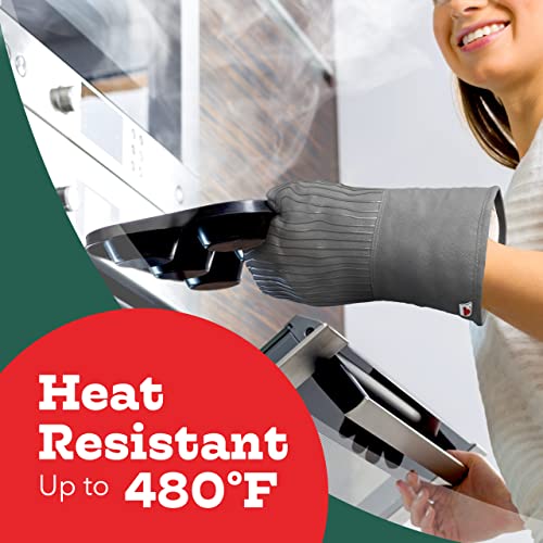 Mini Oven Mitts, Made with Recycled Cotton Infill, 480 F Heat Resistant, 1 Pair Red