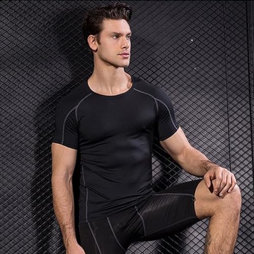 LANBAOSI 3 Pack Men's Compression Shirts Short Sleeve Compression Base Layer Cool Dry Athletic Undershirt Workout T Shirt