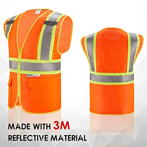 SULWZM High Visibility Reflective Safety Vest with Zipper and Pockets Yellow,XL