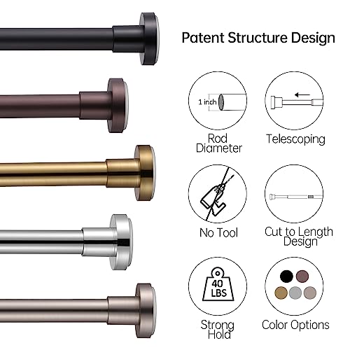 BRIOFOX Shower Curtain Rod Adjustable 32-47 Inch, Spring Tension Shower Rod No Drilling Non Slip, Nickel