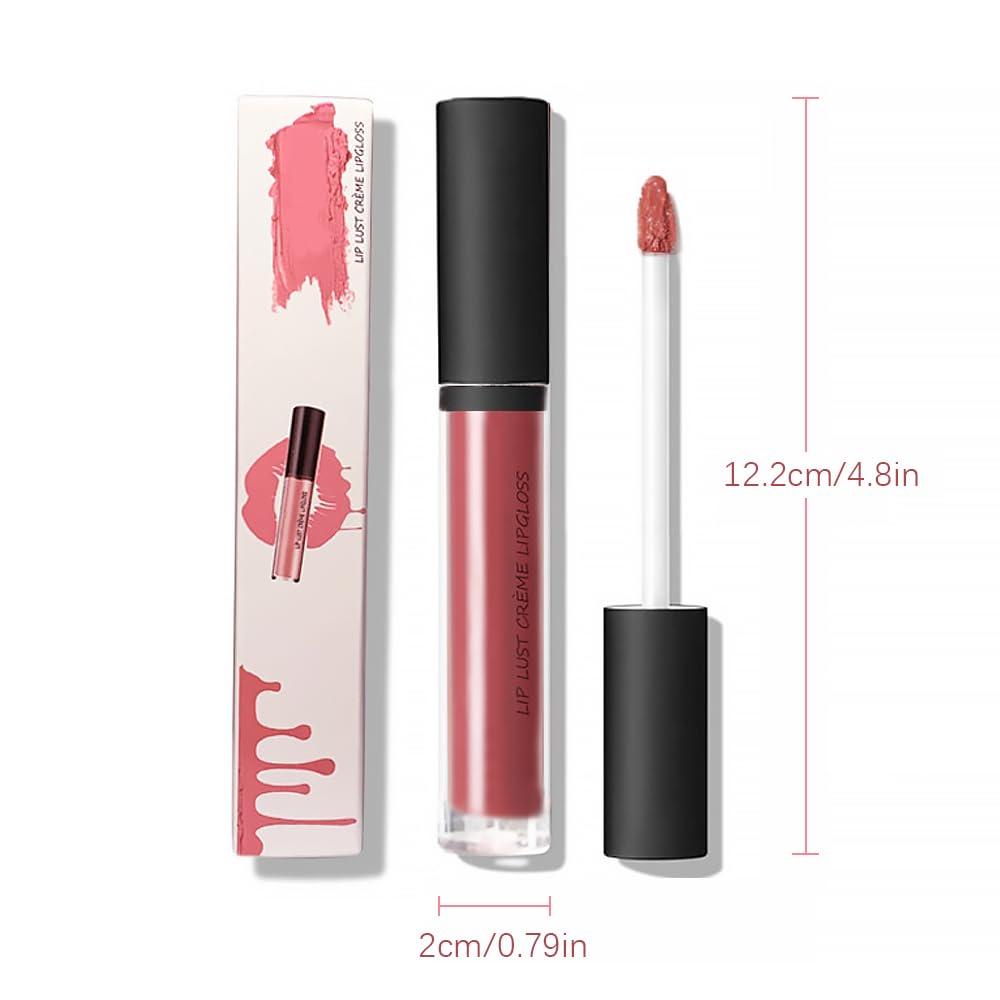 12 Colors Cream Texture Lipstick, 2024 New Waterproof Lip Gloss Moisturising Liquid Lipstick, Waterproof Long Lasting Lip Gloss for Women Makeup Natural Shiny Lips (3#, 1PC)