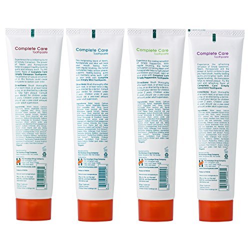 Himalaya Botanique Complete Care Toothpaste, Herbal, Variety Pack, Fights Plaque, Freshens Breath, Fluoride Free, No Artificial Flavors, SLS Free, Cruelty Free, Foaming, 5.29 Oz, 4 Pack